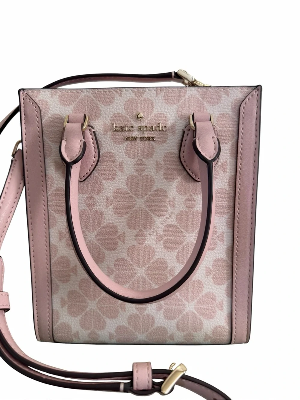Kate Spade Pink Floral Satchel with Gold-Tone Logo